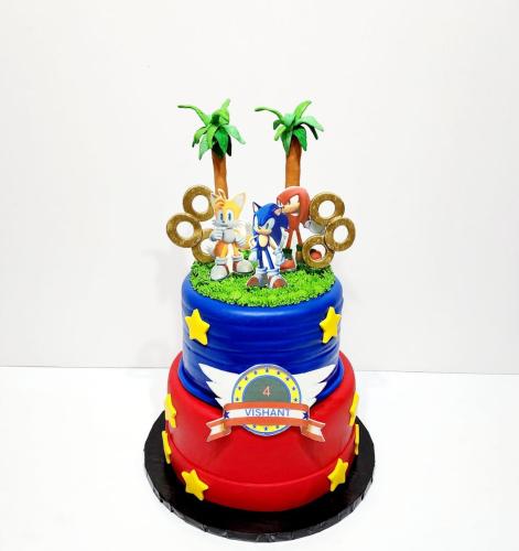 A Sonic themed cake
